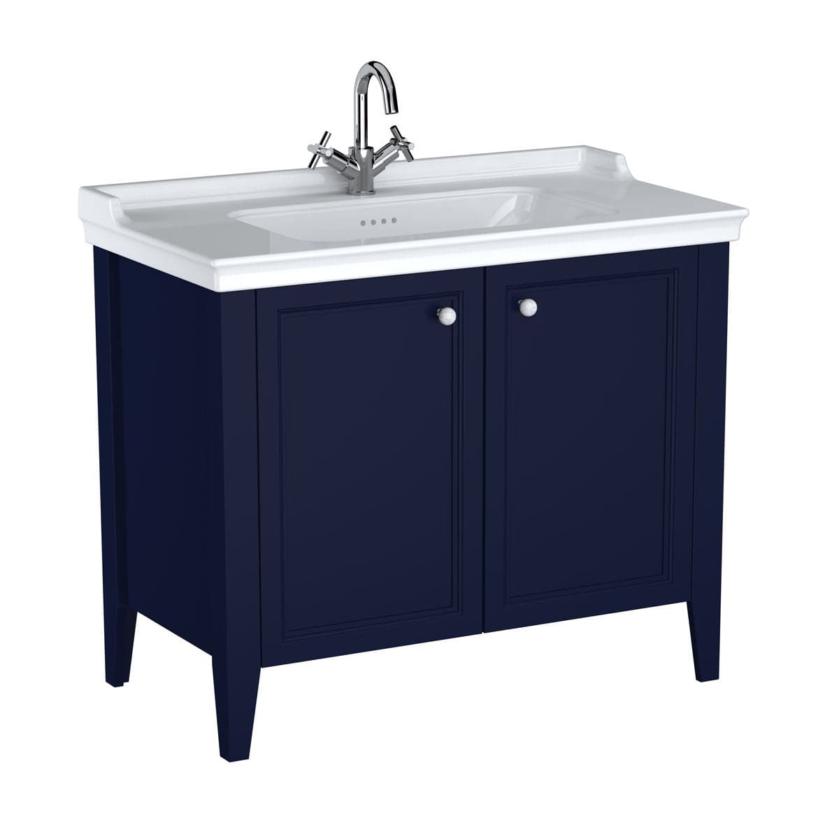 VitrA Valarte Set 100 cm Möbelwaschtisch + Waschtischunterschrank 2 Türen Stahlblau (Lack)