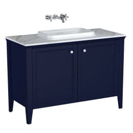 VitrA Valarte Set 118 cm Einbauwaschtisch + Waschtischunterschrank 2 Türen Stahlblau (Lack)