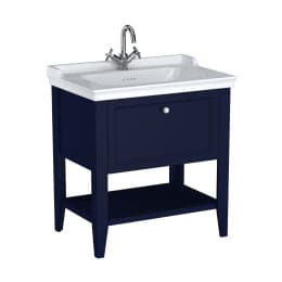 VitrA Valarte Set 80 cm Möbelwaschtisch + Waschtischunterschrank 1 Lade Stahlblau (Lack)