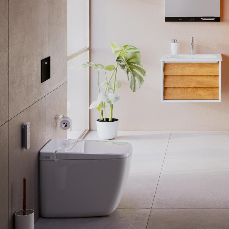 VitrA V-Care Prime Dusch-Stand-WC mit Sitzautomatik Deckel Thermoplast Weiß Hochglanz