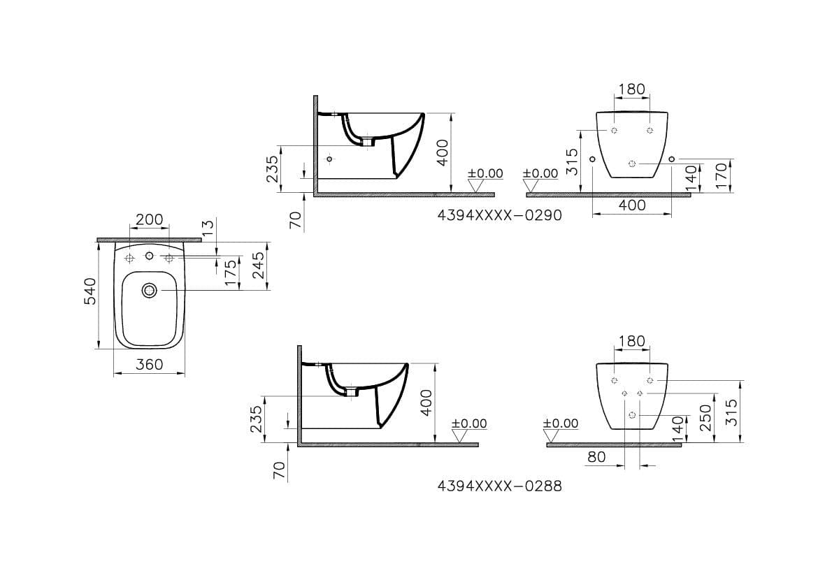 VitrA Shift Wand-Bidet 54 cm VitrA