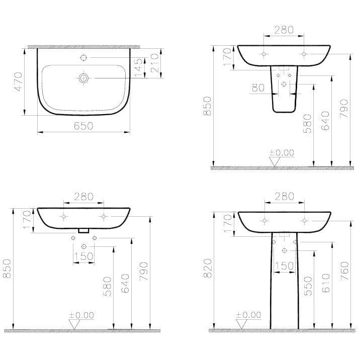 VitrA S20 Waschtisch 65 cm Weiß Hochglanz VitrA