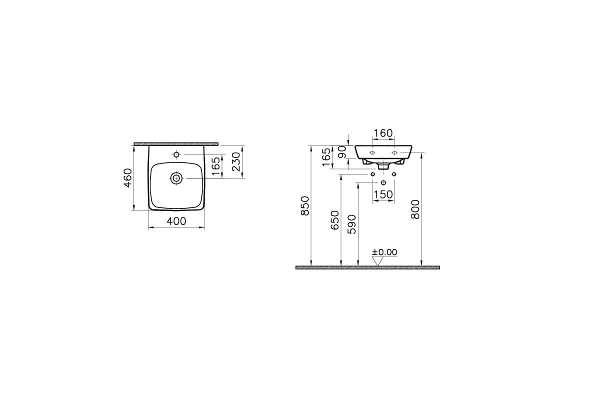 VitrA Metropole Aufsatzhandwaschbecken 40 cm Weiß Hochglanz VitrA