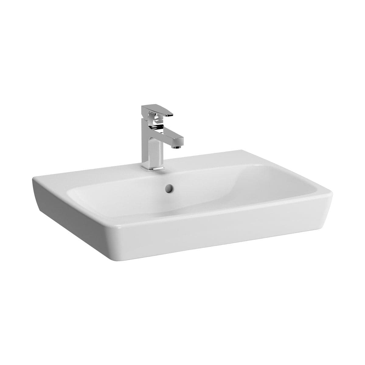 VitrA Metropole Aufsatzwaschtisch 60 cm rechteckig mit Hahnloch mit Überlaufloch Weiß Hochglanz VitrA Clean VitrA