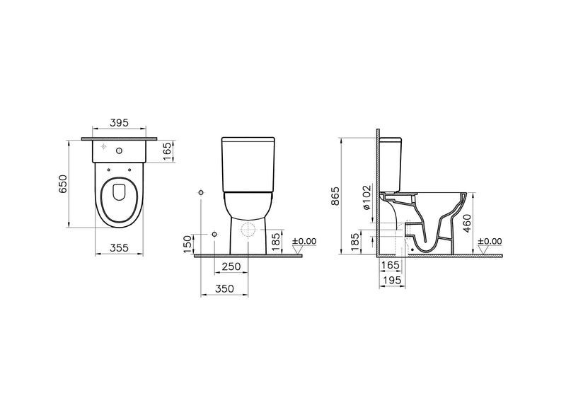 VitrA Conforma Stand-WC-Kombination VitrA Flush 2.0 Weiß Hochglanz mit VitrA Clean VitrA