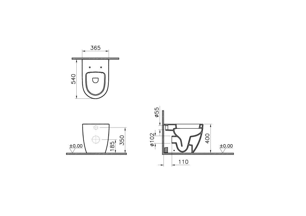 VitrA Sento Stand-WC Tiefspüler Weiß Hochglanz mit Oberflächenveredelung VitrA Clean VitrA