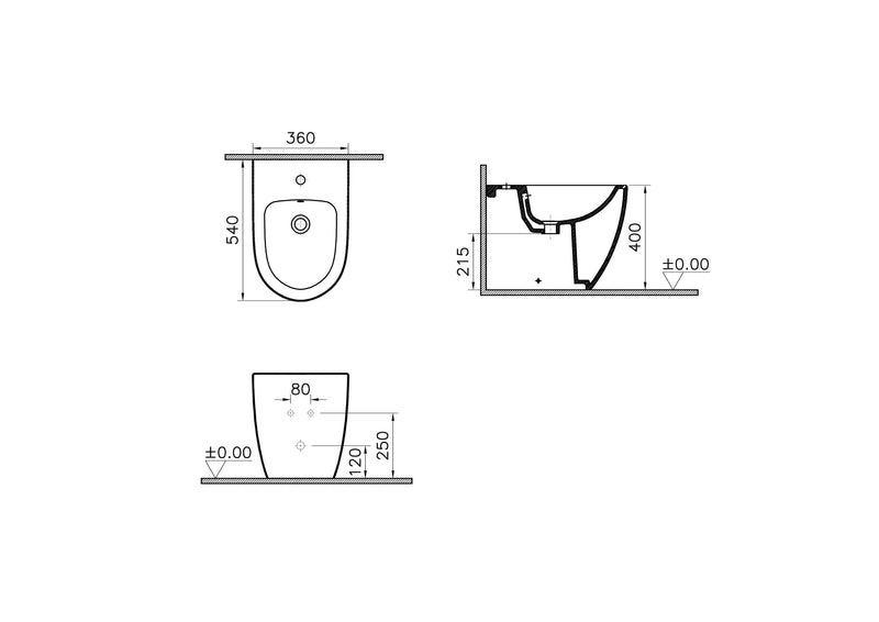 VitrA Sento Stand-Bidet Weiß Hochglanz VitrA Clean VitrA