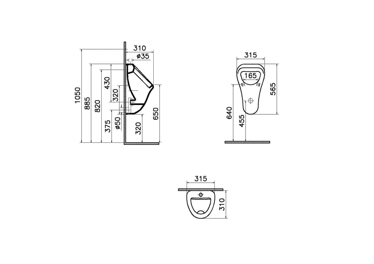 VitrA Arkitekt Urinal Zulauf von oben Abgang universal  Weiß Hochglanz VitrA