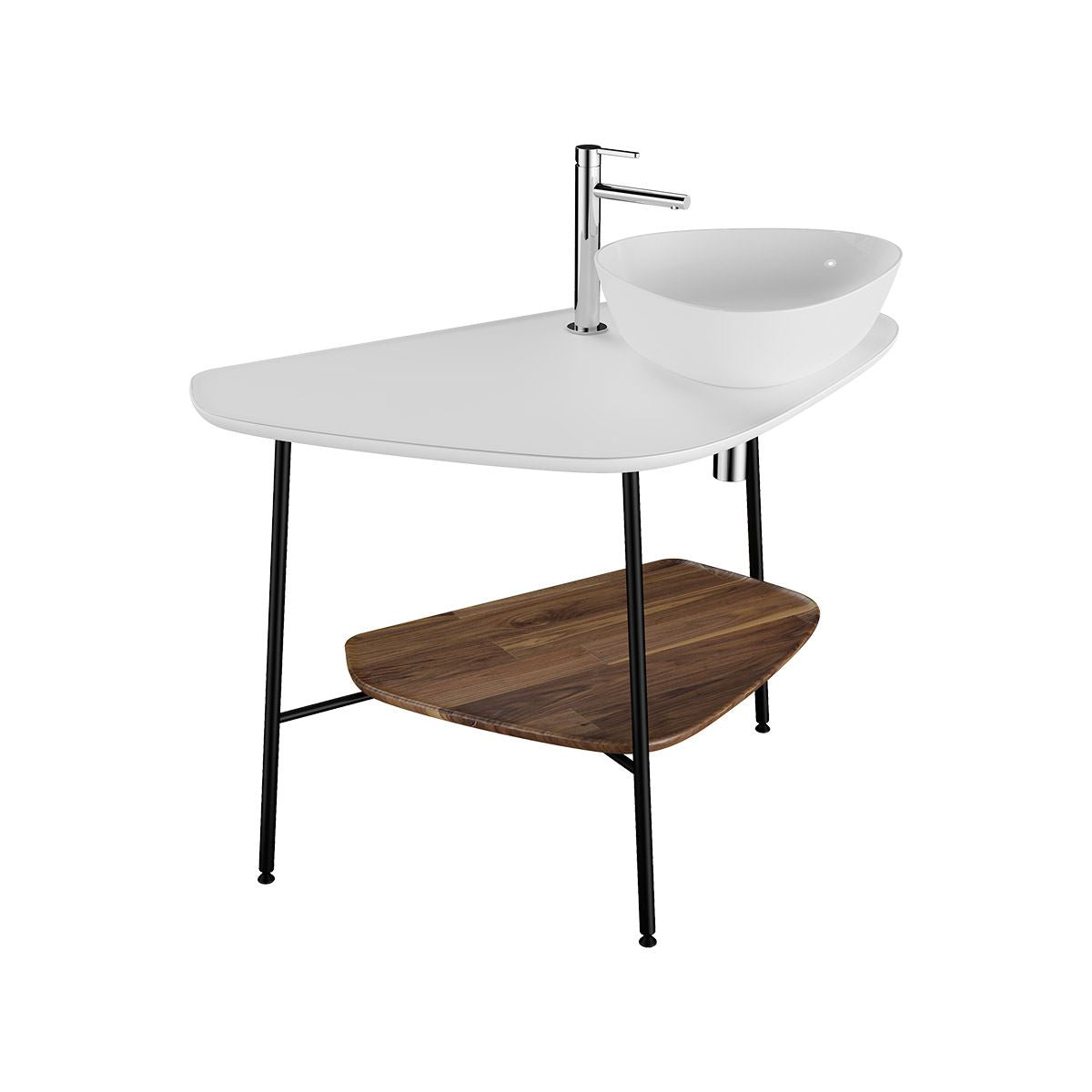 VitrA Plural Konsole 100 cm 1 Ausschnitt rechts für Aufsatzschale Edelweiß