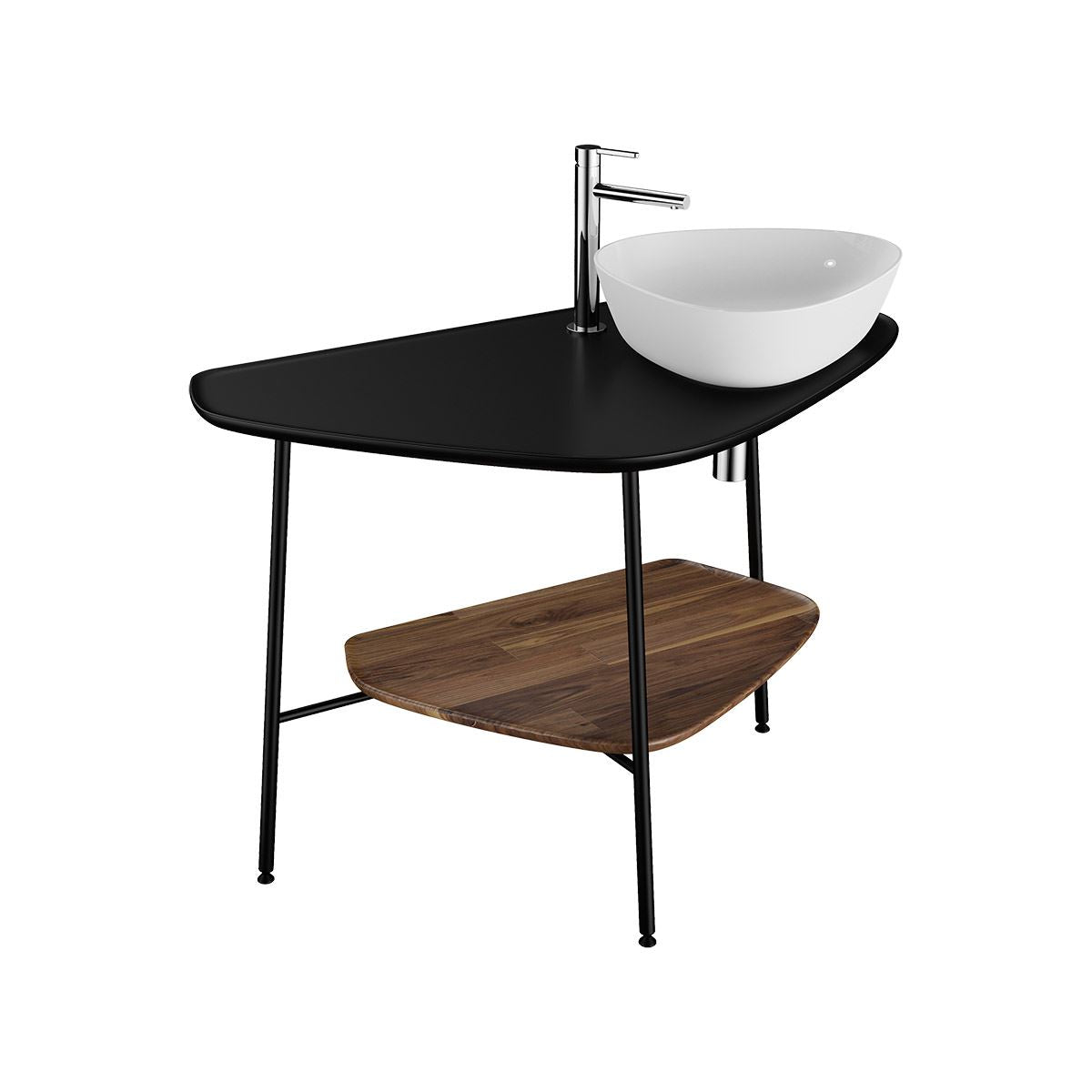 VitrA Plural Konsole 100 cm 1 Ausschnitt rechts für Aufsatzschale Schwarz Matt