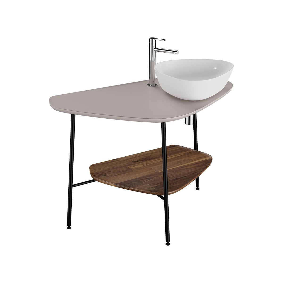 VitrA Plural Konsole 100 cm 1 Ausschnitt rechts für Aufsatzschale Taupe Matt