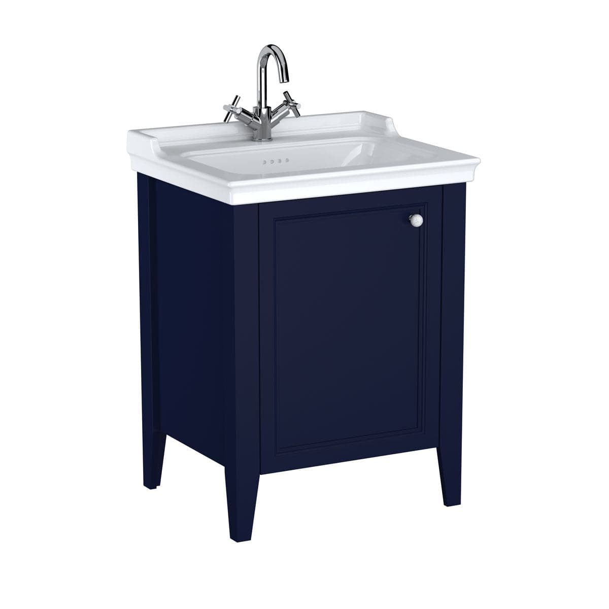 VitrA Valarte Set 65 cm Möbelwaschtisch + Waschtischunterschrank 1 Tür Türanschlag links Stahlblau (Lack)