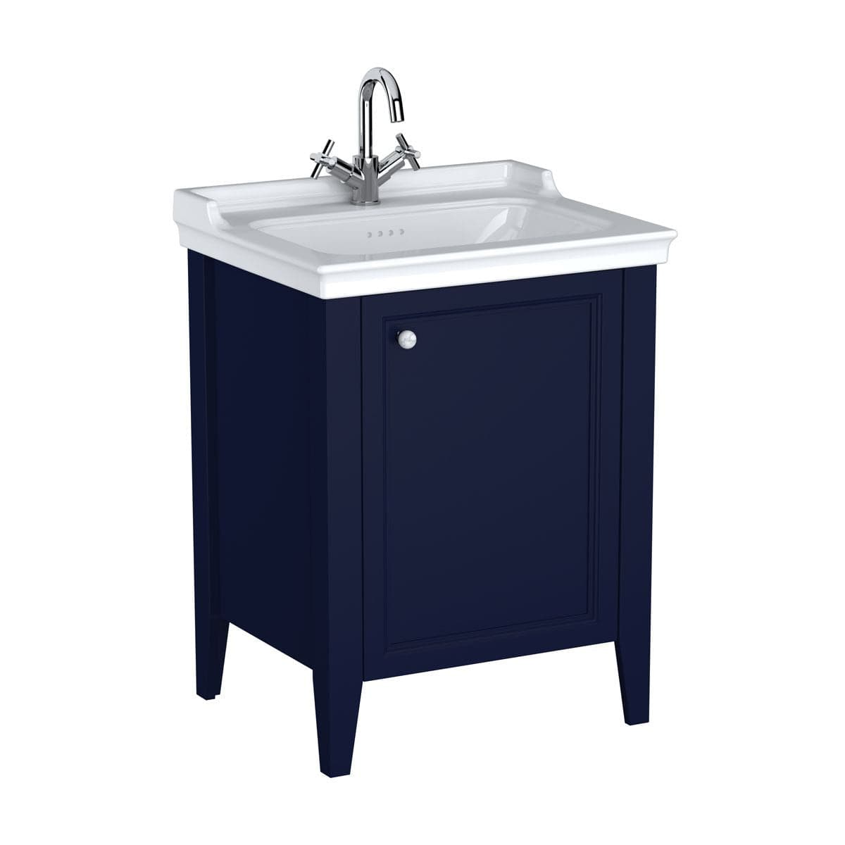 VitrA Valarte Set 65 cm Möbelwaschtisch + Waschtischunterschrank 1 Tür Türanschlag rechts Stahlblau (Lack)