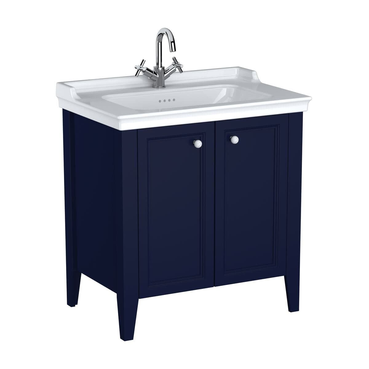 VitrA Valarte Set 80 cm Möbelwaschtisch + Waschtischunterschrank 2 Türen Stahlblau (Lack)