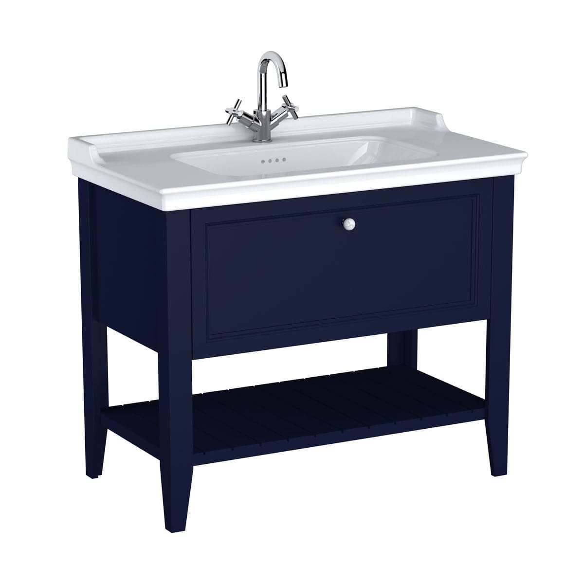 VitrA Valarte Set 100 cm Möbelwaschtisch + Waschtischunterschrank 1 Lade Stahlblau (Lack)