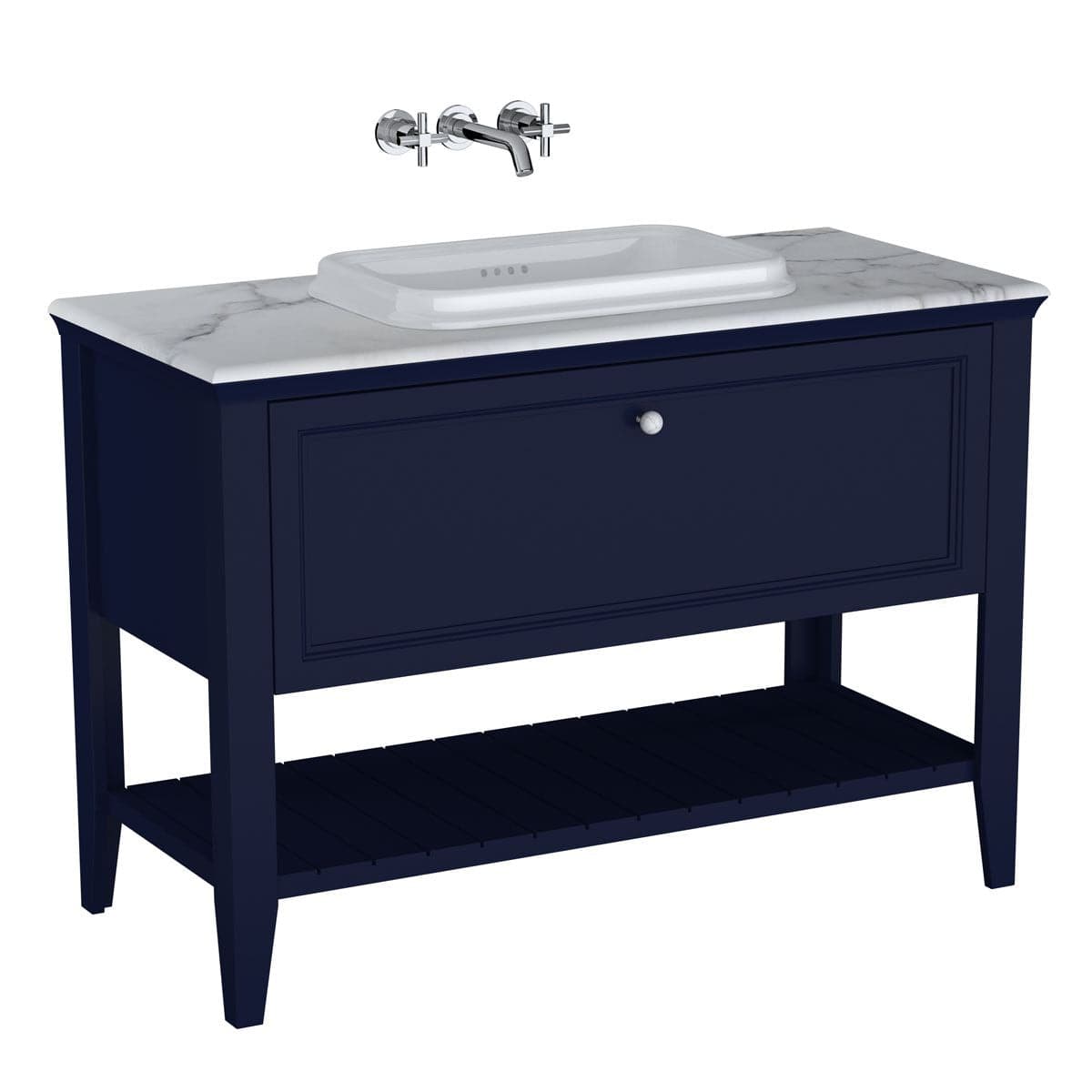 VitrA Valarte Set 118 cm Einbauwaschtisch + Waschtischunterschrank 1 Lade Stahlblau (Lack)