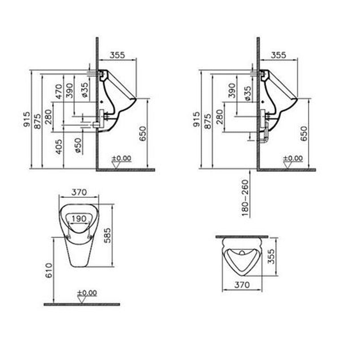 VitrA Normus Urinal Zulauf von hinten Abgang universal Weiß Hochglanz VitrA