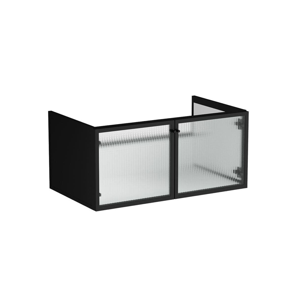 VitrA Liquid Waschtischunterschrank mit 2 Glastüren Wandmontage 100 cm Schwarz