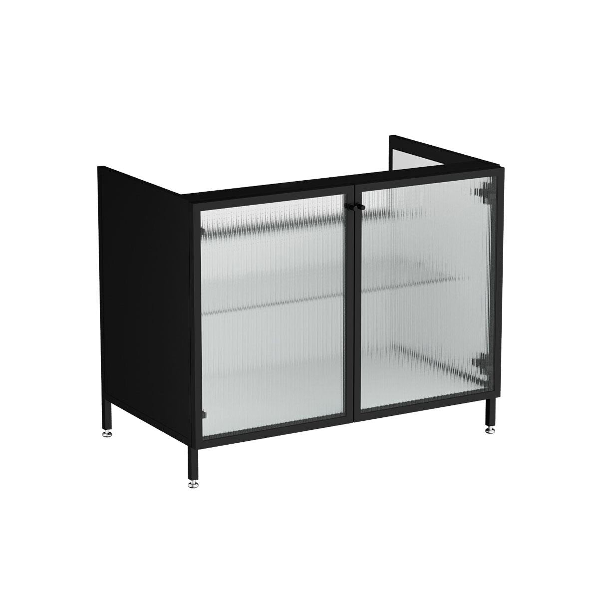 VitrA Liquid Waschtischunterschrank mit 2 Glastüren Bodenmontage 100/125 cm Schwarz