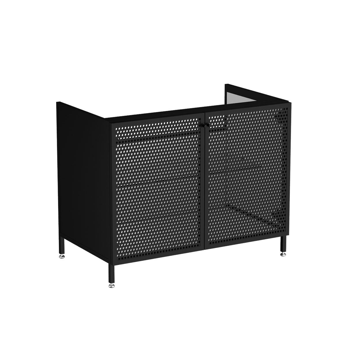 VitrA Liquid Waschtischunterschrank mit 2 Mesh-Metalltüren Bodenmontage 100 cm Schwarz