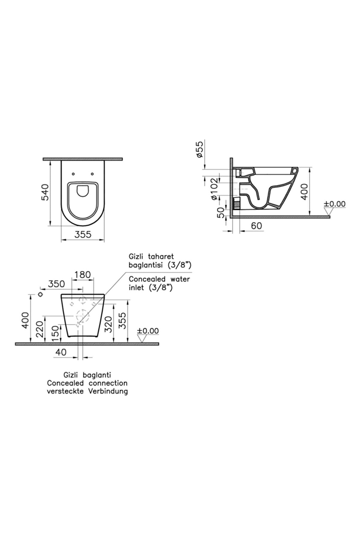 VitrA - Integra Wand-Dusch-WC, inklusive Softclose WC-Sitz