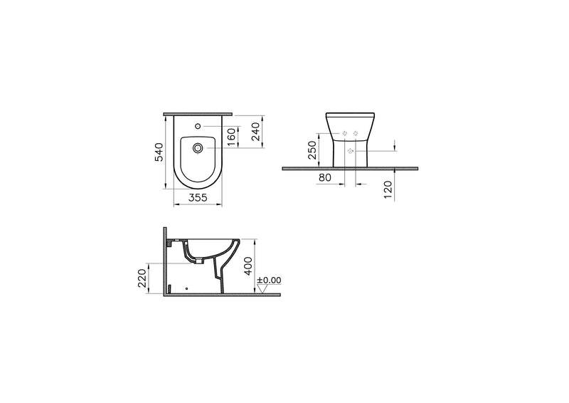 VitrA Integra Stand-Bidet Weiß Hochglanz mit VitrA Clean VitrA