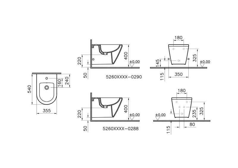 VitrA Integra Wand-Bidet Weiß Hochglanz mit VitrA Clean VitrA