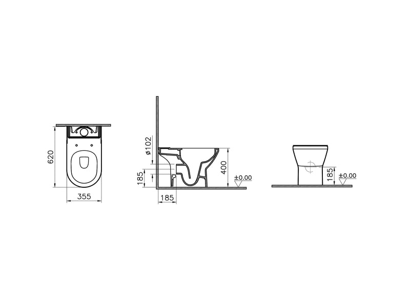 VitrA Integra Stand-WC-Kombination VitrAflush 2.0 Weiß Hochglanz VitrA