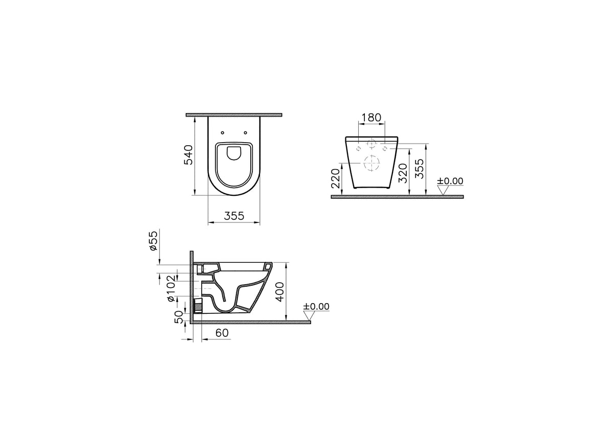 VitrA Integra Wand-WC Weiß Hochglanz VitrA