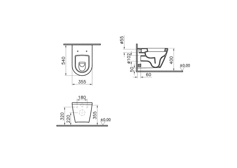 VitrA Integra Wand-WC Flachspüler Weiß Hochglanz VitrA