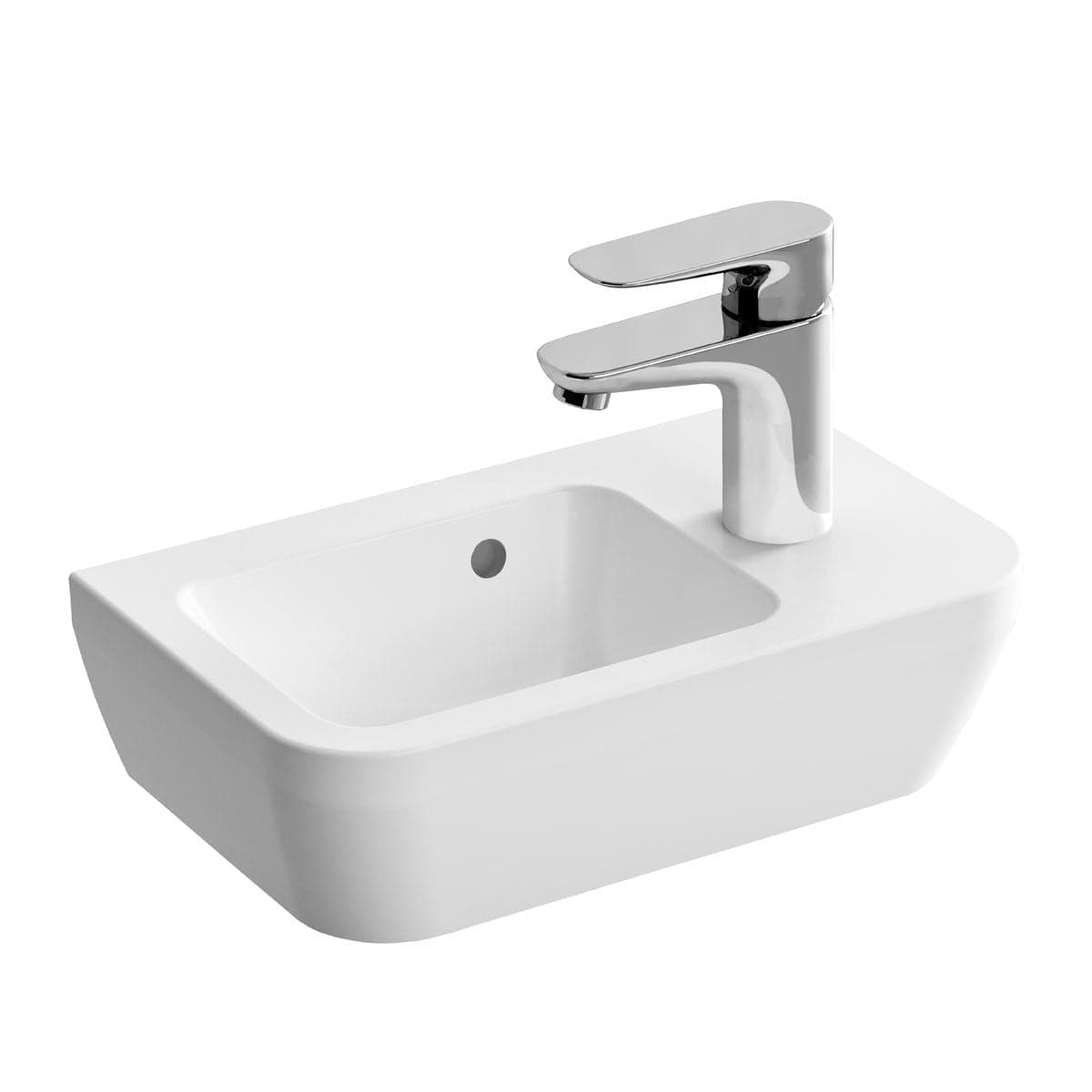 VitrA Integra Handwaschbecken 37 cm mit Hahnloch rechts mit Überlaufloch Weiß Hochglanz mit VitrA Clean VitrA