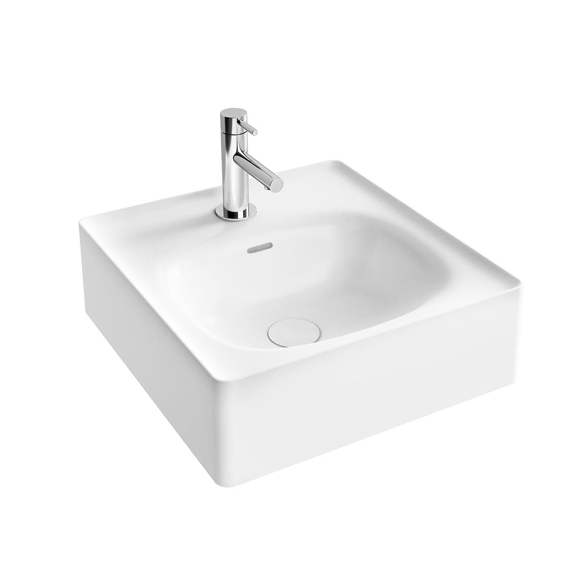 VitrA Equal Handwaschbecken 430 mm mit Hahnlochbank mit Hahnloch mit Überlaufschlitz Weiß Hochglanz