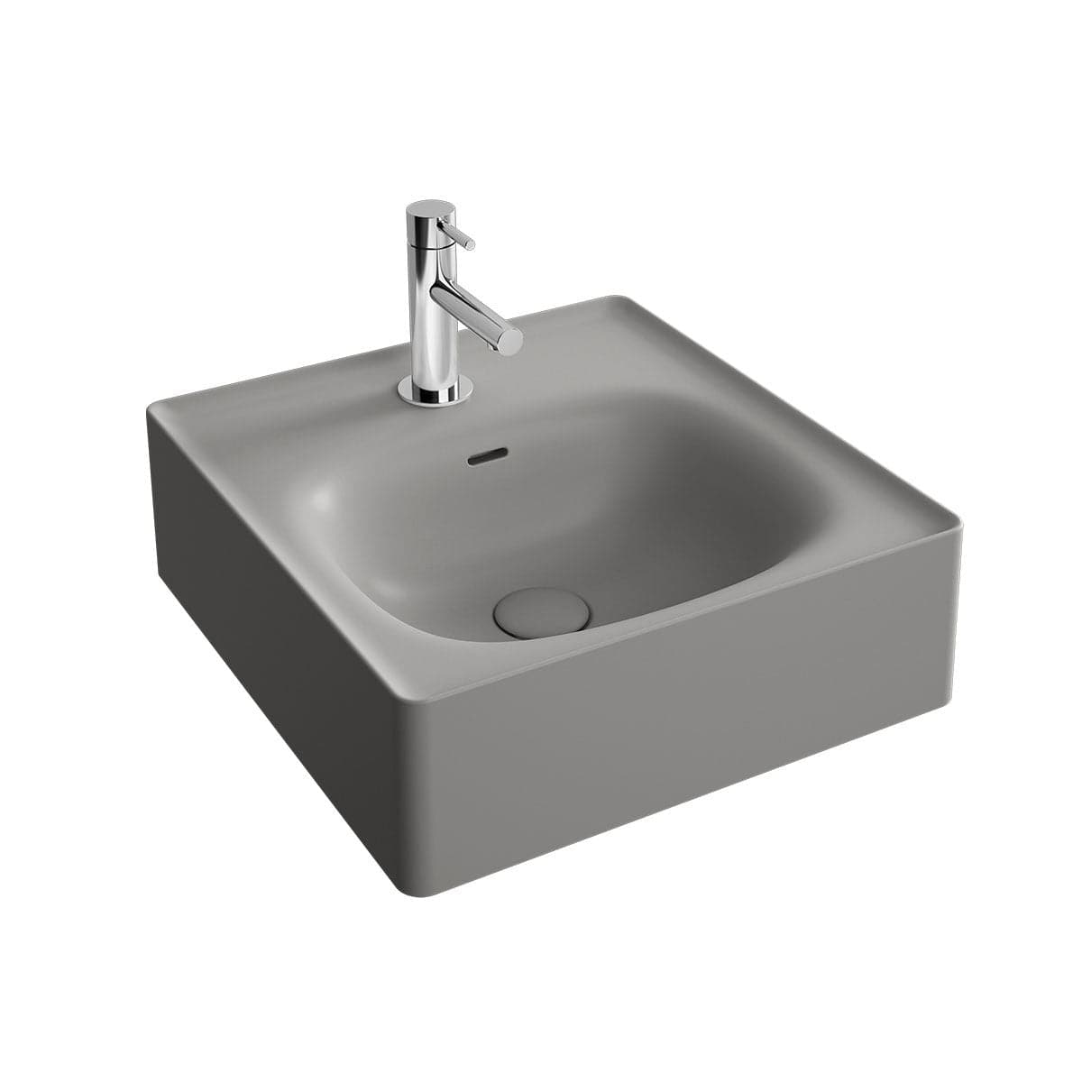 VitrA Equal Handwaschbecken 430 mm mit Hahnlochbank mit Hahnloch mit Überlaufschlitz Steingrau Matt