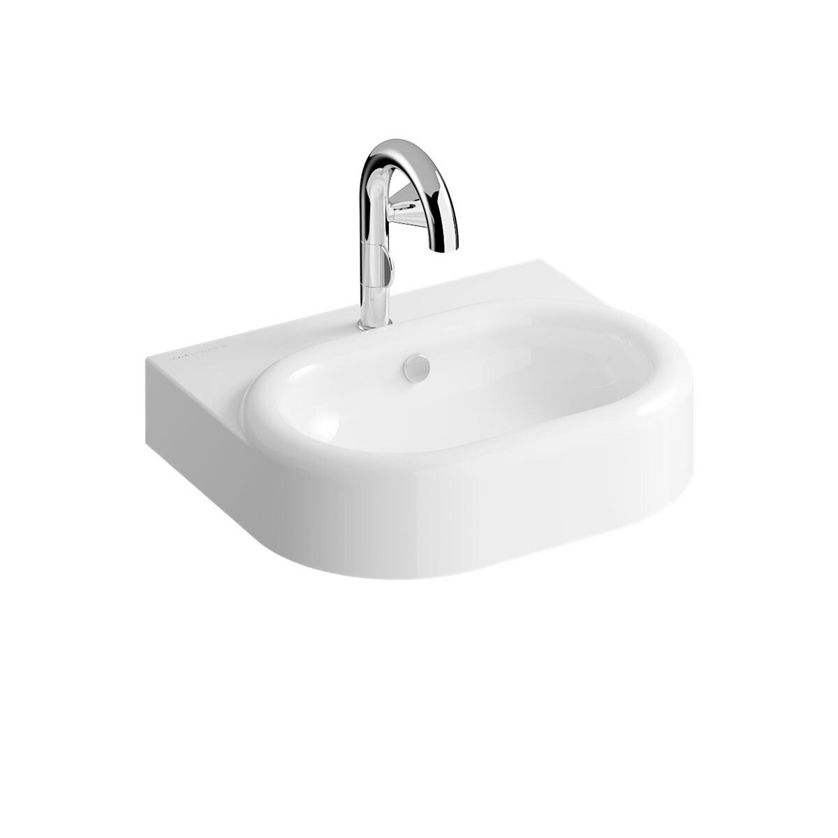 VitrA Liquid Waschtisch 60 cm mit Hahnloch mit Überlaufloch Weiß Hochglanz mit VitrA Clean