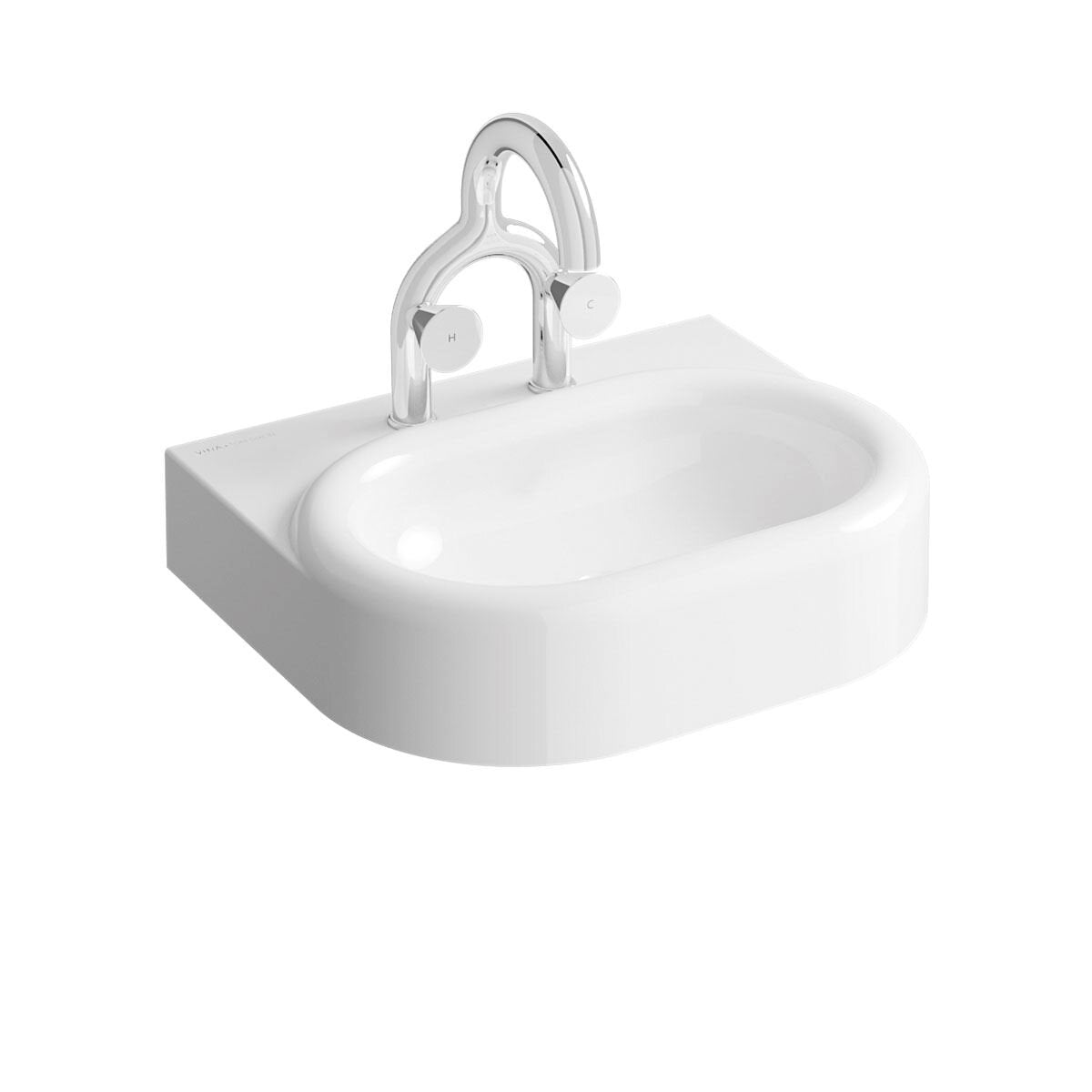 VitrA Liquid Waschtisch 60 cm mit 2 Hahnlöchern ohne Überlaufloch Weiß Hochglanz mit VitrA Clean