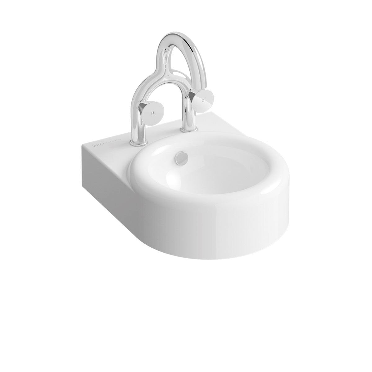 VitrA Liquid Waschtisch 40 cm mit 2 Hahnlöchern mit Überlaufloch Weiß Hochglanz mit VitrA Clean