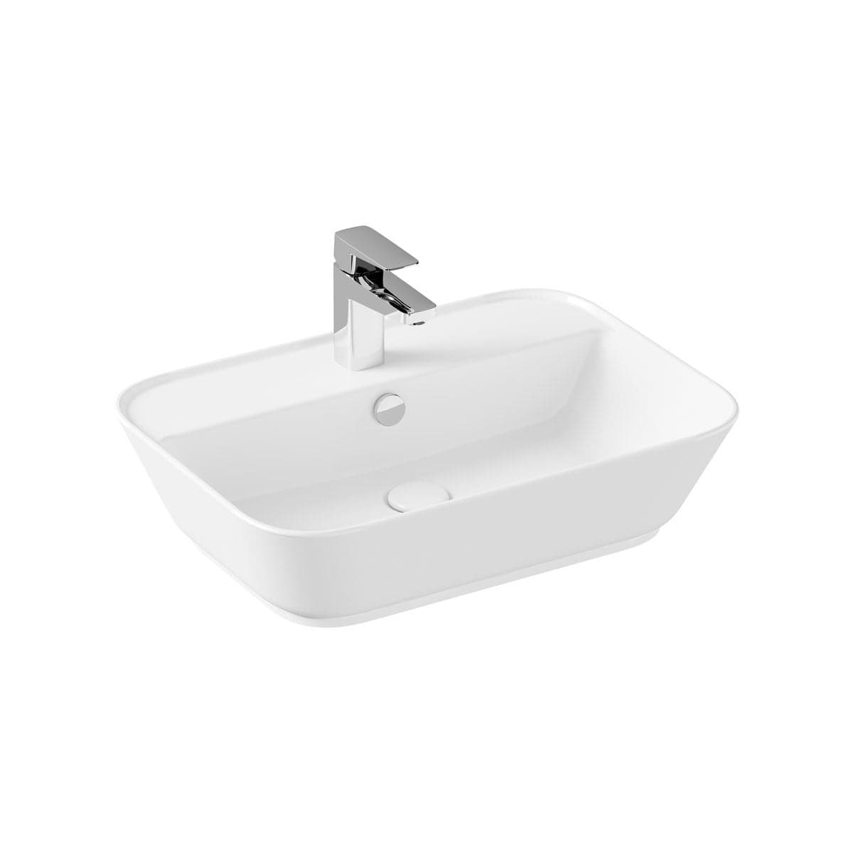 VitrA Geo Aufsatzwaschtisch 60 cm mit Hahnloch mittig mit Überlaufloch mittig Weiß Hochglanz mit Oberflächenveredelung VitrA Clean VitrA