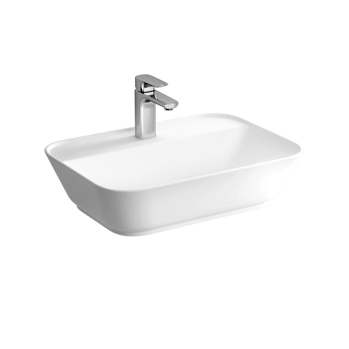 VitrA Geo Aufsatzwaschtisch 60 cm mit Hahnloch mittig ohne Überlaufloch Weiß Hochglanz mit Oberflächenveredelung VitrA Clean VitrA