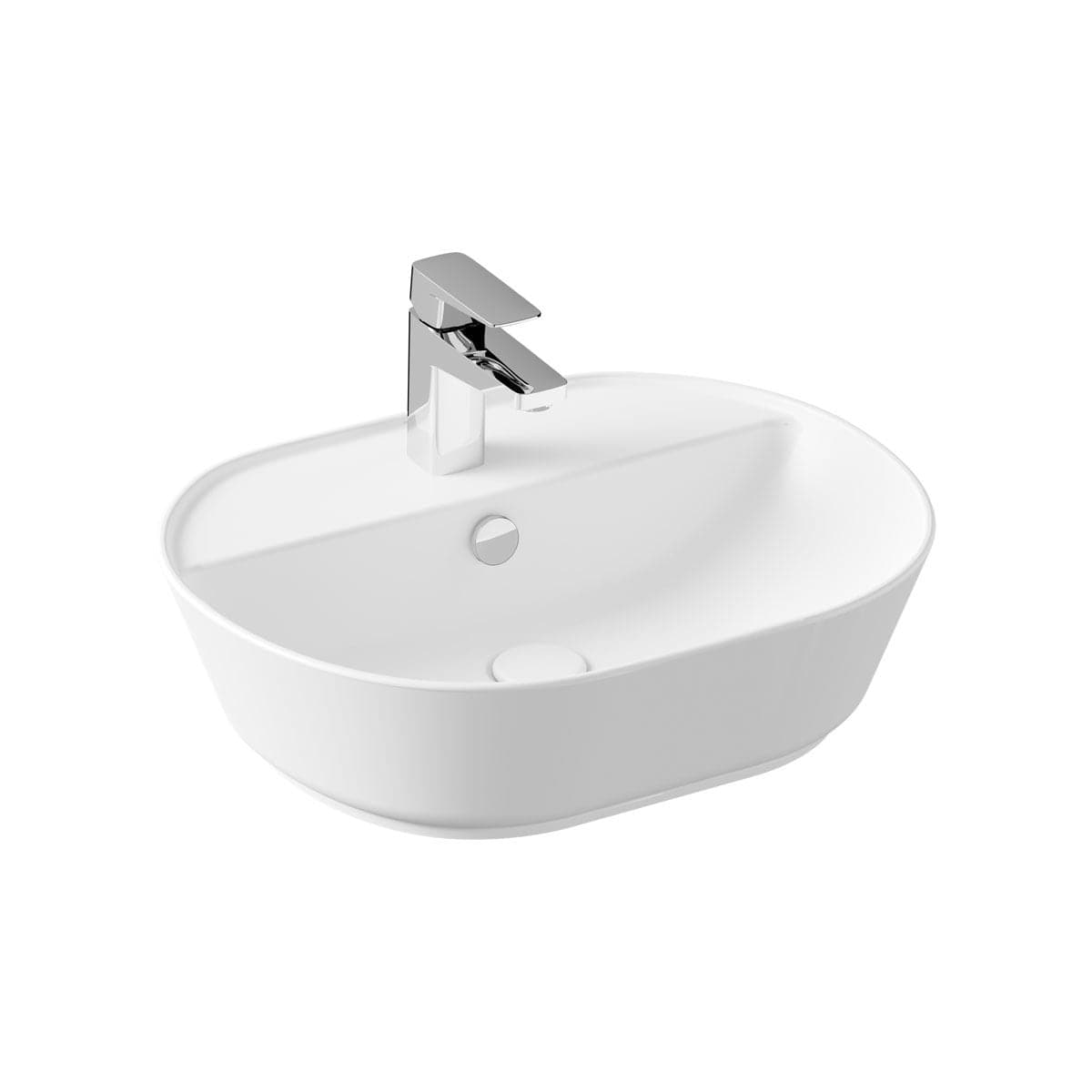 VitrA Geo Aufsatzwaschtisch 55 cm mit Hahnloch mittig mit Überlaufloch mittig Edelweiß mit Oberflächenveredelung VitrA Clean VitrA