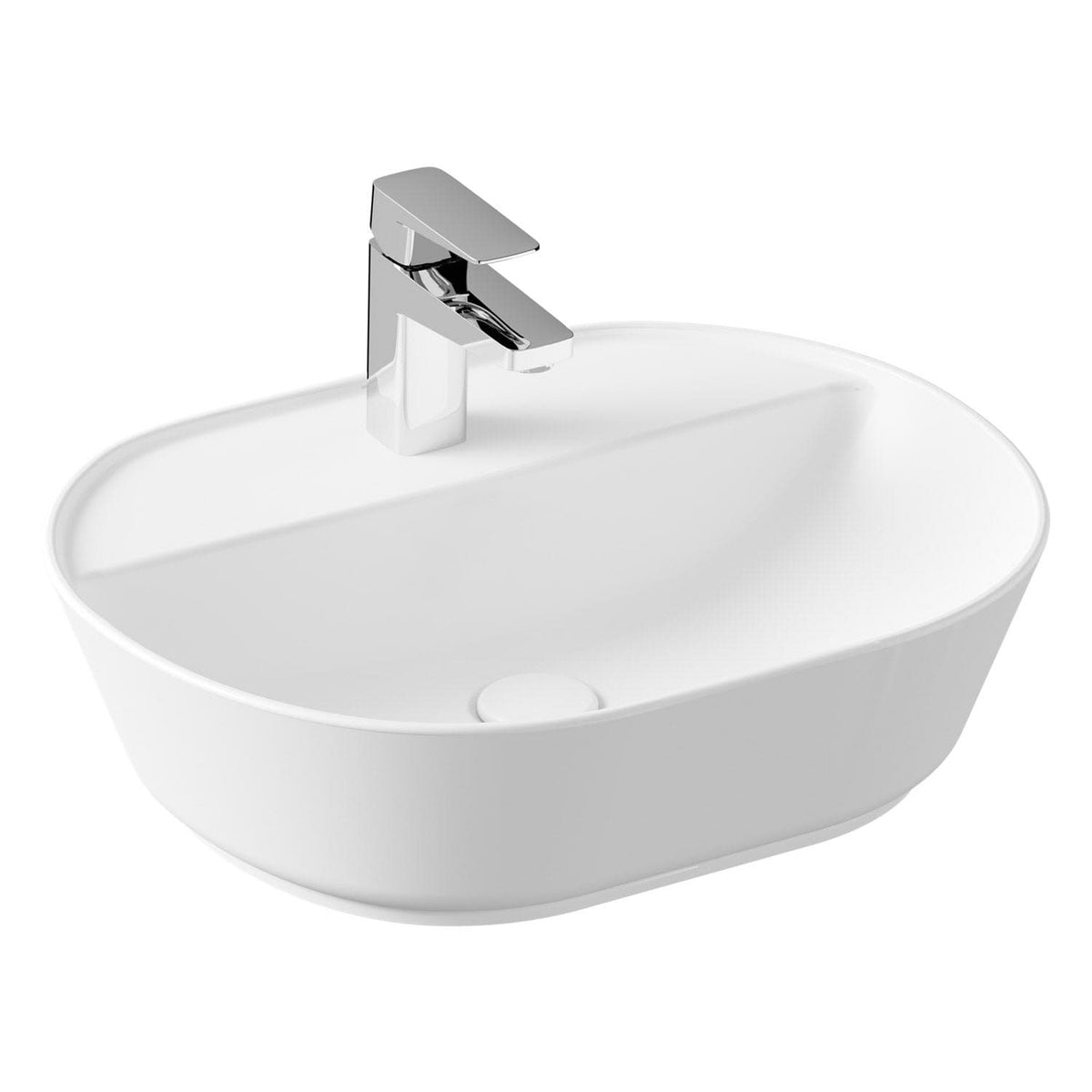 VitrA Geo Aufsatzwaschtisch 55 cm mit Hahnloch mittig ohne Überlaufloch Edelweiß mit Oberflächenveredelung VitrA Clean VitrA