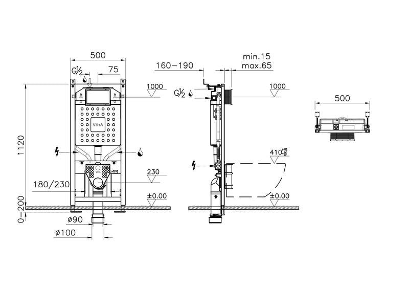 VitrA V-Fix Easy Unterputzspülkasten-Modul für Wand-WCs und Wand-Dusch-WCs Rahmenhöhe 112 cm VitrA