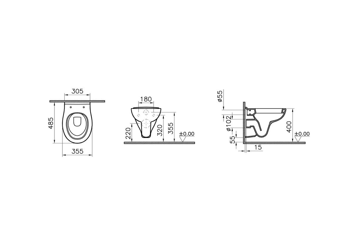 VitrA S20 Wand-WC Compact Universal Shape VitrA