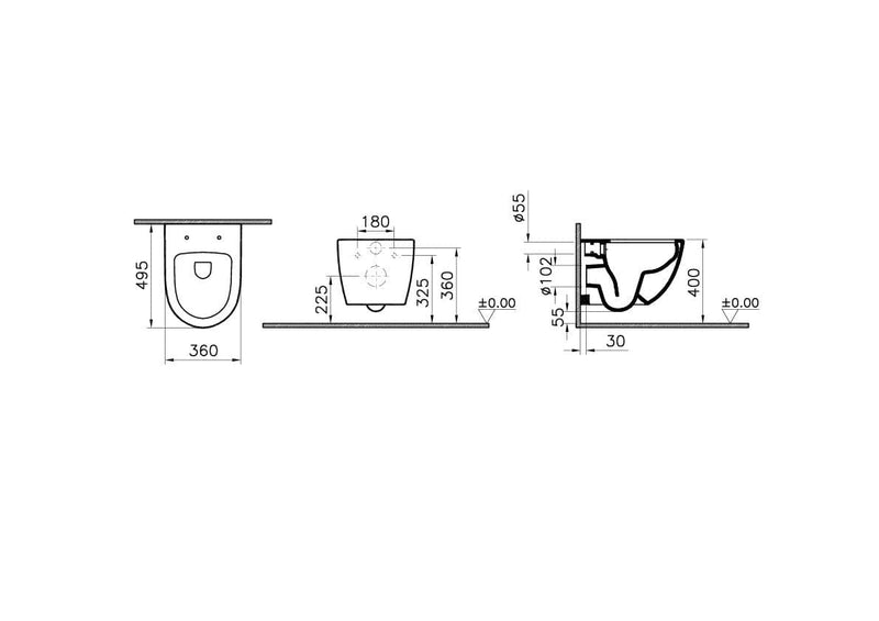 VitrA Sento Wand-WC VitrA Flush 2.0 Compact VitrA