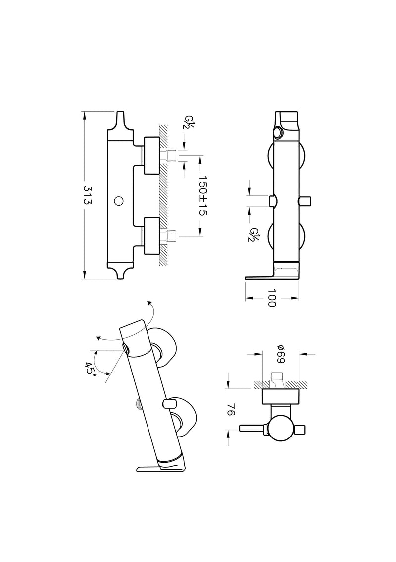 Vitra Artema Suit U Wanne/Brause-Einhebelmischbatterie VitrA