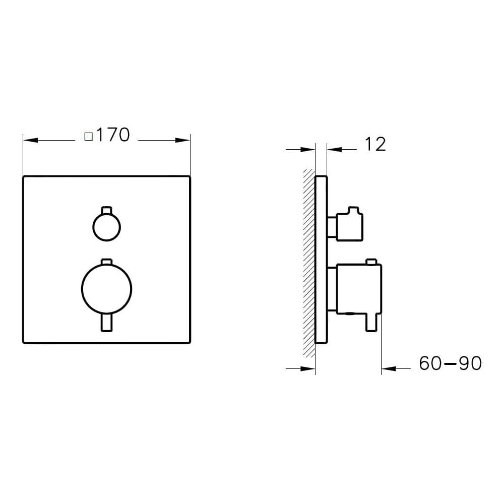 VitrA Root Square Wannenfüll- und Brausethermostat V-Box Unterputzmontage Nickel gebürstet VitrA