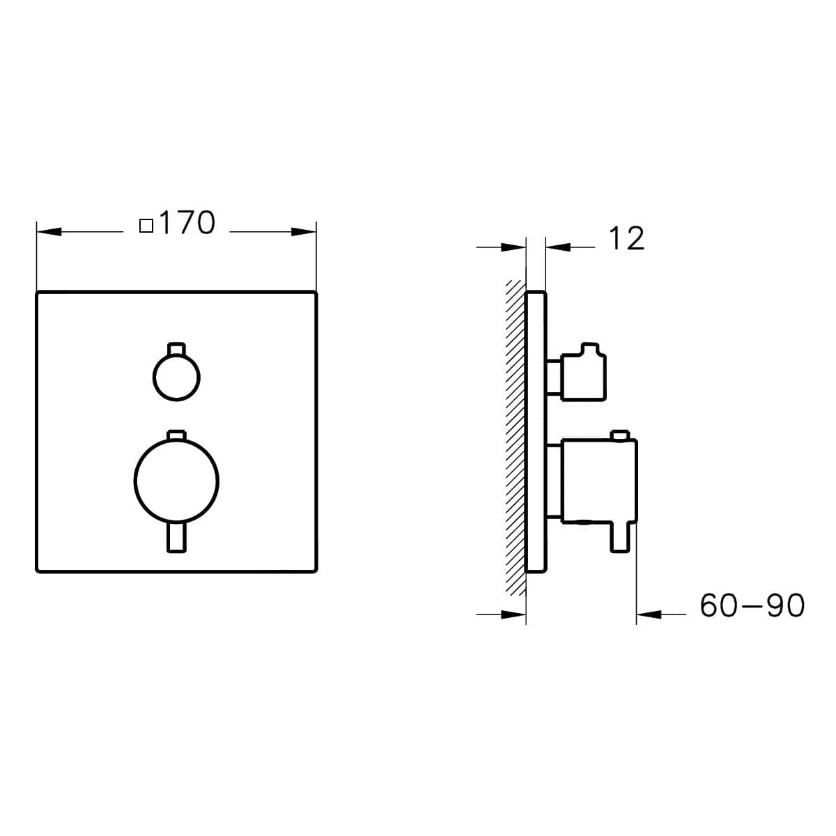 VitrA Root Square Wannenfüll- und Brausethermostat V-Box Unterputzmontage Chrom VitrA