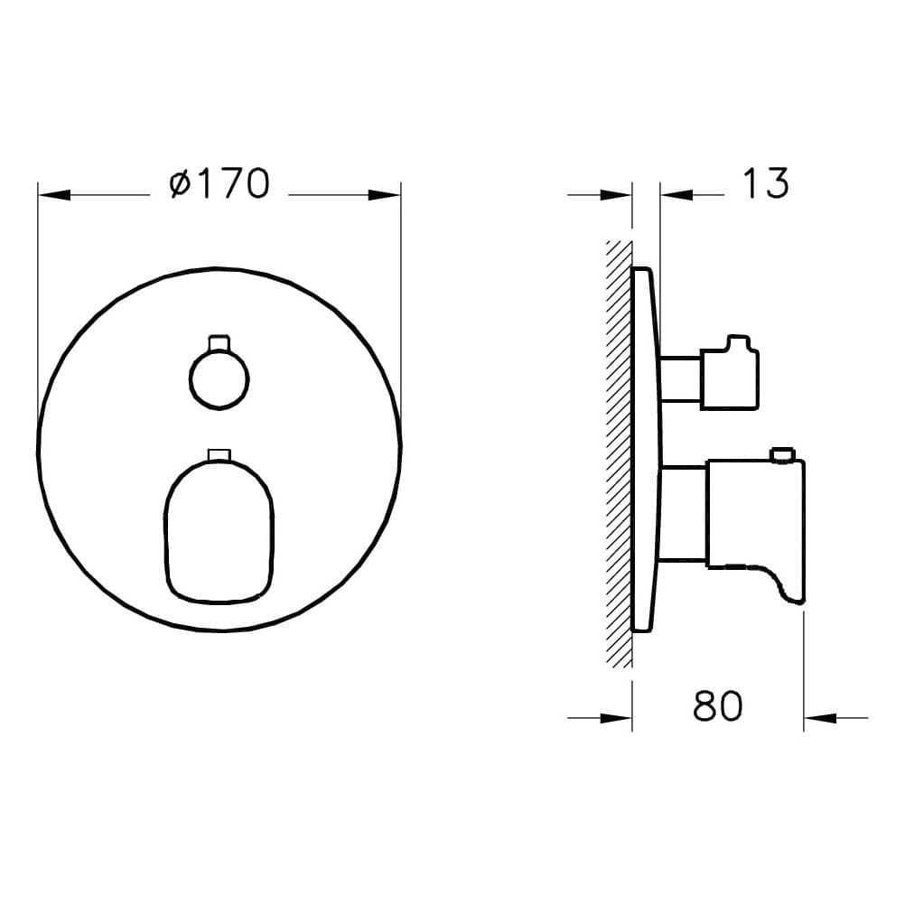 VitrA Root Round Wannenfüll- und Brausethermostat V-Box Unterputzmontage Kupfer VitrA