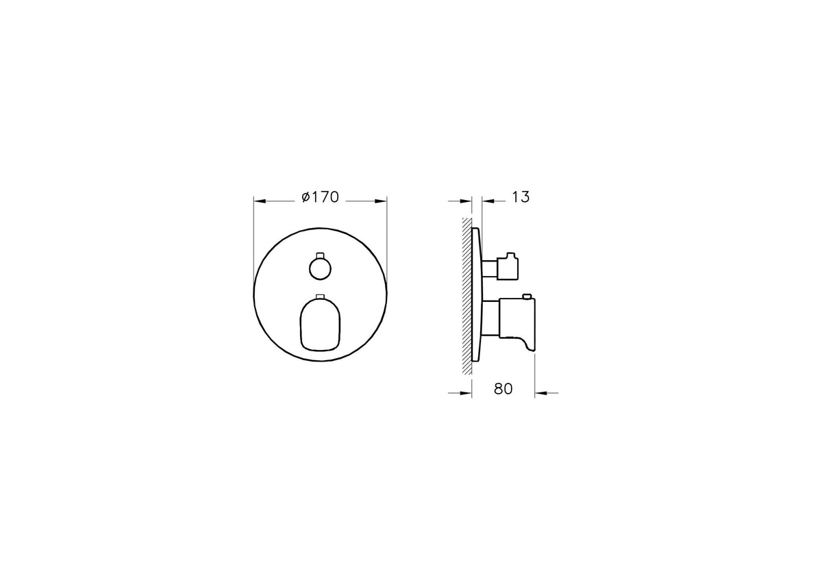 VitrA Root Round Wannenfüll- und Brausethermostat V-Box Unterputzmontage Chrom VitrA