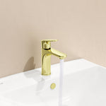 VitrA Root Round Einhebel-Waschtischmischer mit Ablaufgarnitur Höhe 17,5 cm Gold VitrA
