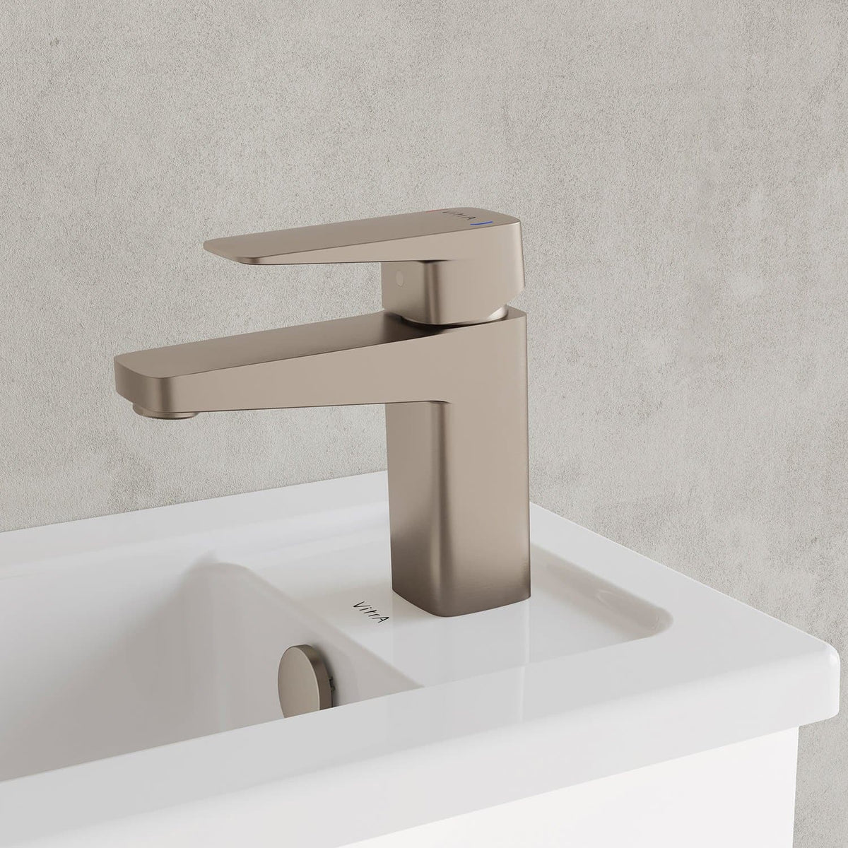 VitrA Root Square Einhebel-Waschtischmischer Höhe 15 cm Nickel gebürstet VitrA